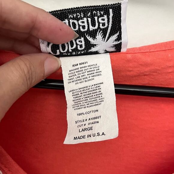 COPA CABANA 3/4 Sleeve Fish Print Womens Top Size Large Coral Orange Beachy USA - Picture 8 of 9